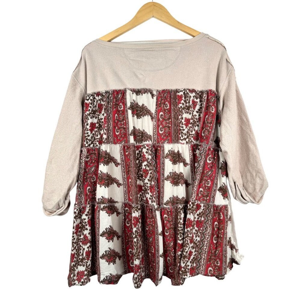 Free People Paisley crew neck Bandana Tunic boho 90s sz‎ XS